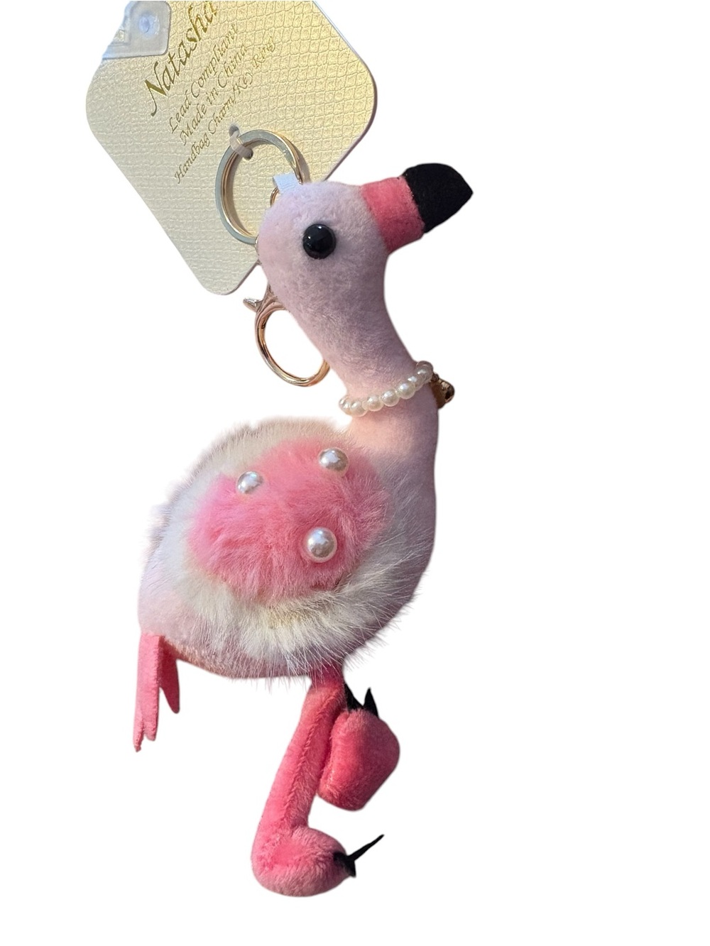 Natasha flamingo plush pink bag charm/keychain- adorable TikTok viral bag charm